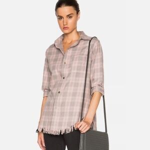 Current Elliott Prep School Plaid Shirt Fringe Hem Long Sleeves Size 0